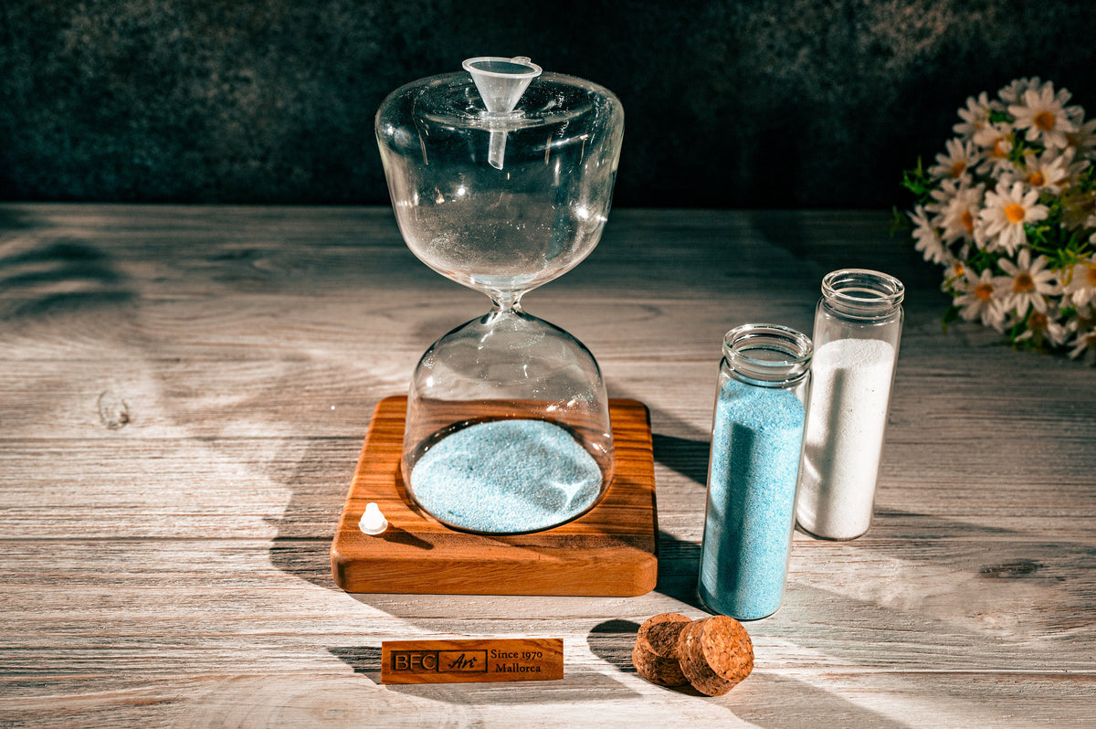 Handmade Olive Wood Wedding Unity Hourglass Set: Sand Ceremony Keepsake