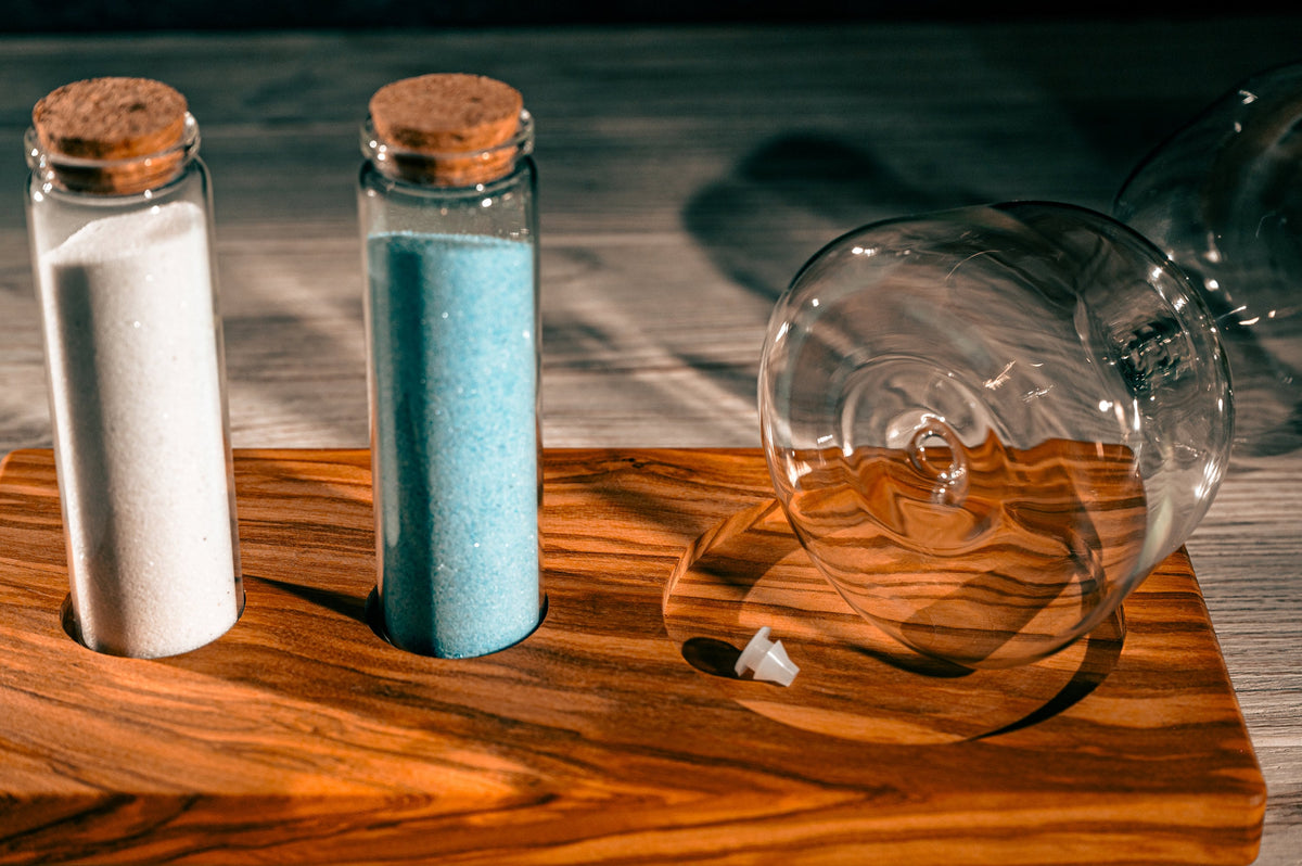 Handmade Olive Wood Hourglass – Wedding Unity Sand Ceremony Set