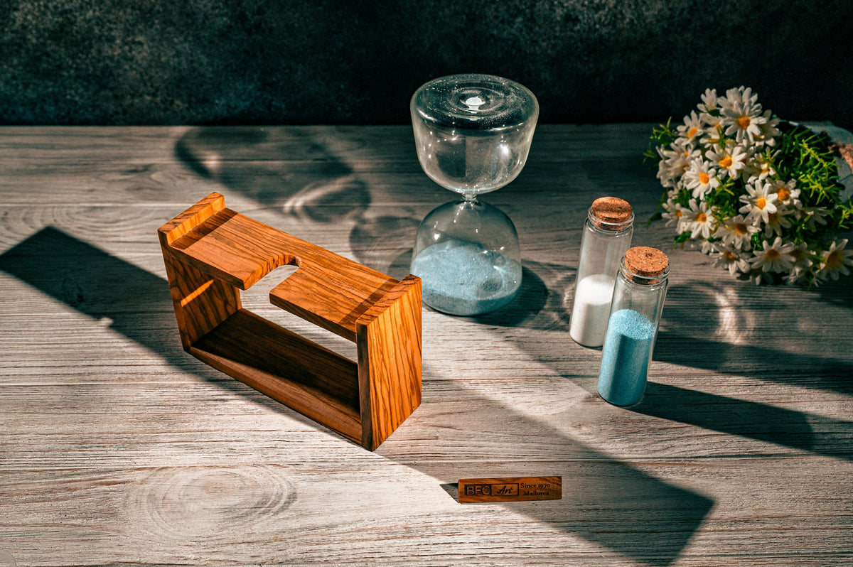 Handmade Olive Wood Hourglass - Wedding Unity Sand Ceremony Set with Colored Sand Included