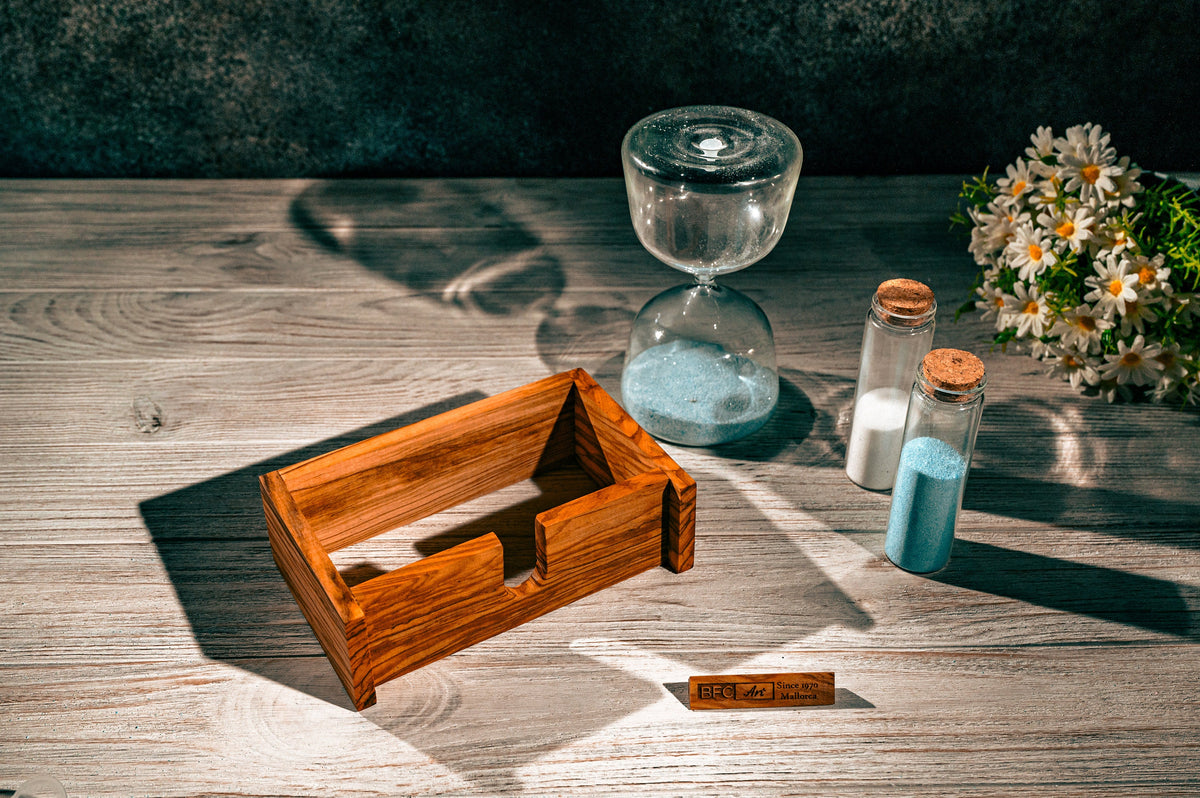 Handmade Olive Wood Hourglass - Wedding Unity Sand Ceremony Set with Colored Sand Included
