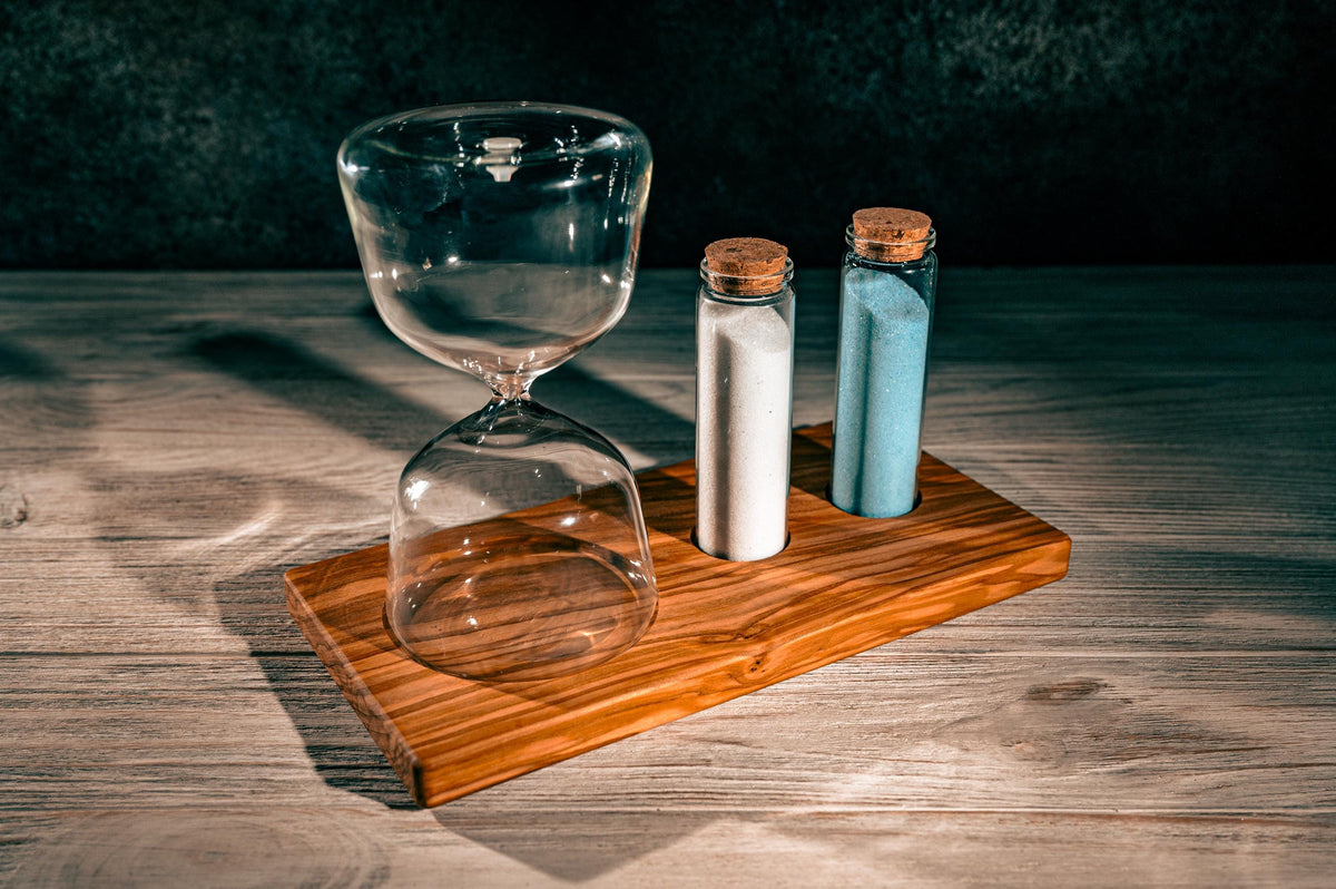 Handmade Olive Wood Hourglass – Wedding Unity Sand Ceremony Set