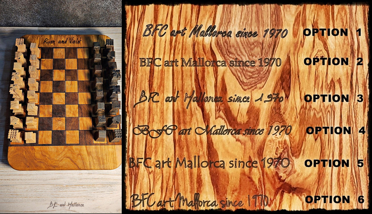Rustic Olive Wood Chess Set: Handcrafted Game Board & Decor
