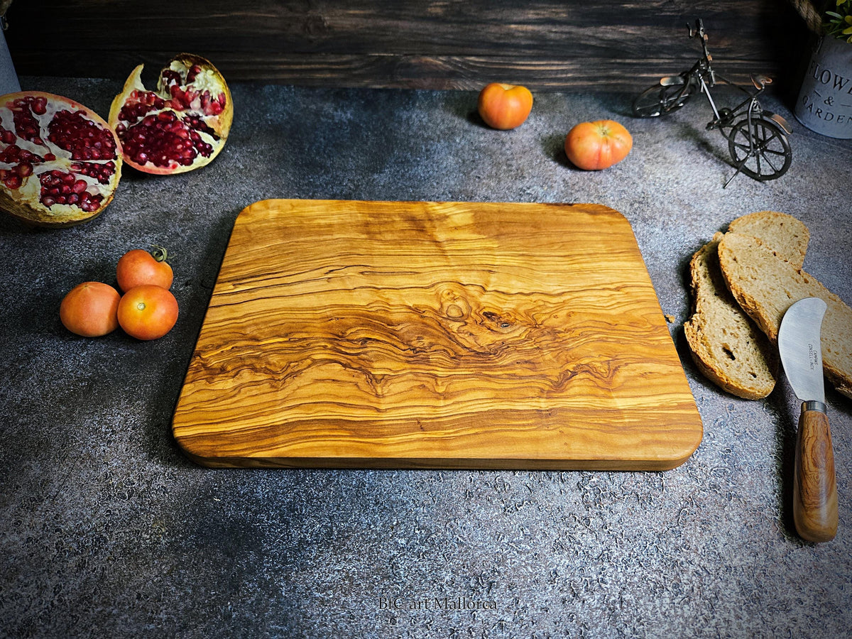 Rustic Olive Wood Cutting Board, Handcrafted from Solid Wood, Premium Kitchen Prep Board for Chopping & Serving, Unique Olivewood Gift