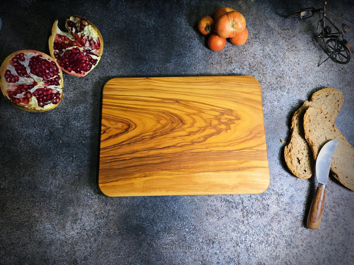 Olive Wood Cutting Board, Rustic Handcrafted Board, Premium Chopping and Serving Board, Made from One Solid Piece