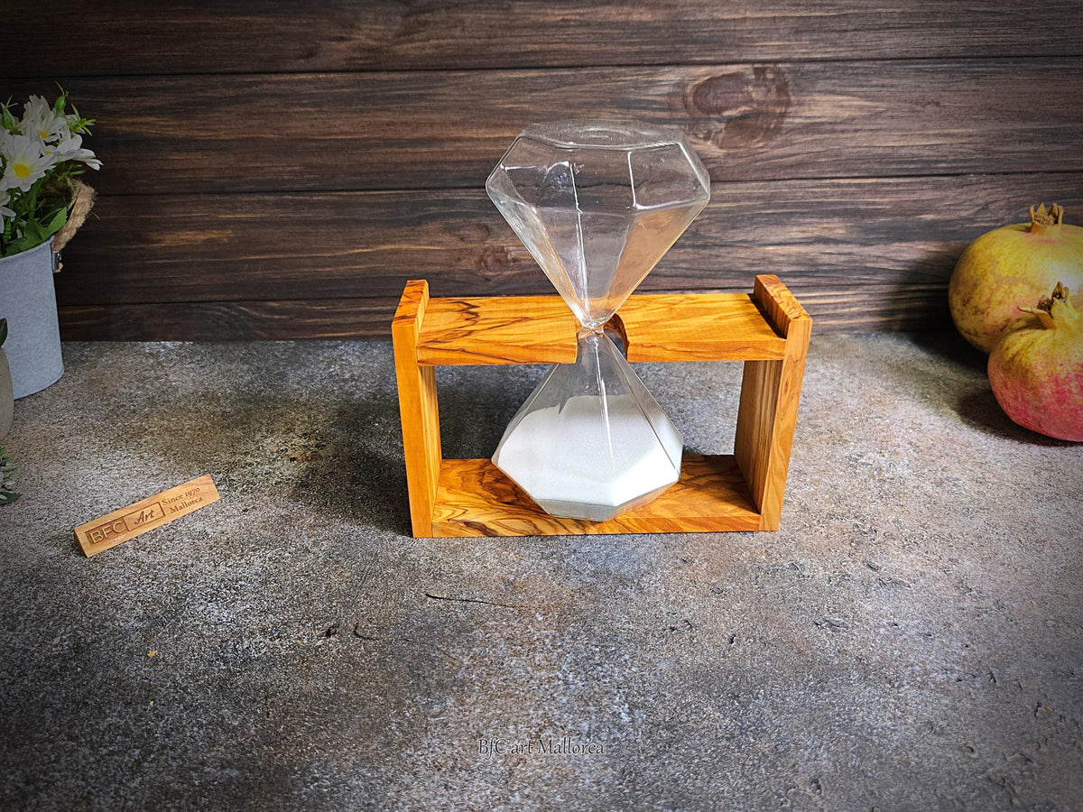50-Minute Olive Wood Hourglass, Rustic Sand Timer for Yoga, Massage and Therapy | Handcrafted Natural Decor & Professional Timer Gift
