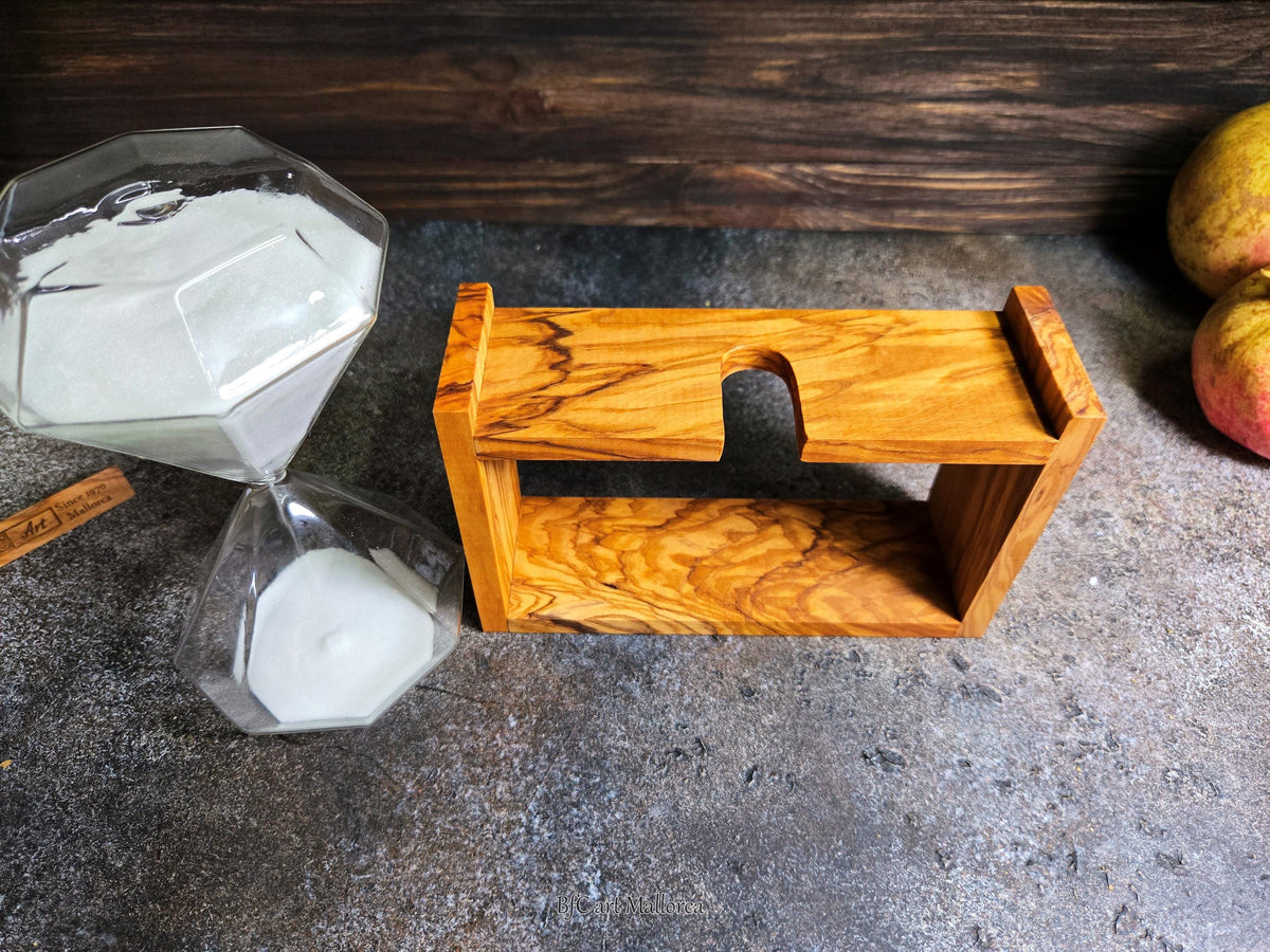 Handcrafted Olive Wood Hourglass, 50-Minute Sand Timer, Rustic Decor