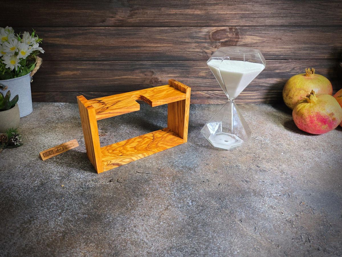 Handcrafted Olive Wood Hourglass, 50-Minute Sand Timer, Rustic Decor