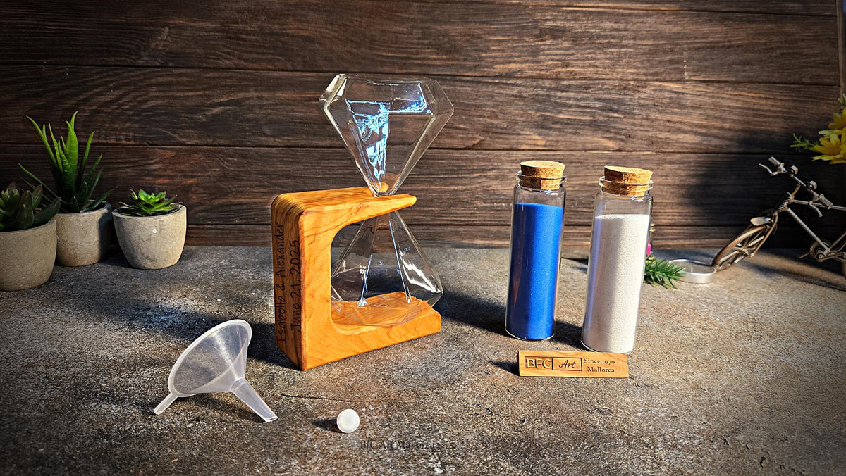 Handcrafted Olive Wood Wedding Sand Ceremony Set | Personalized Unity Ritual Kit with Sand, Beach Wedding or Elopement Keepsake