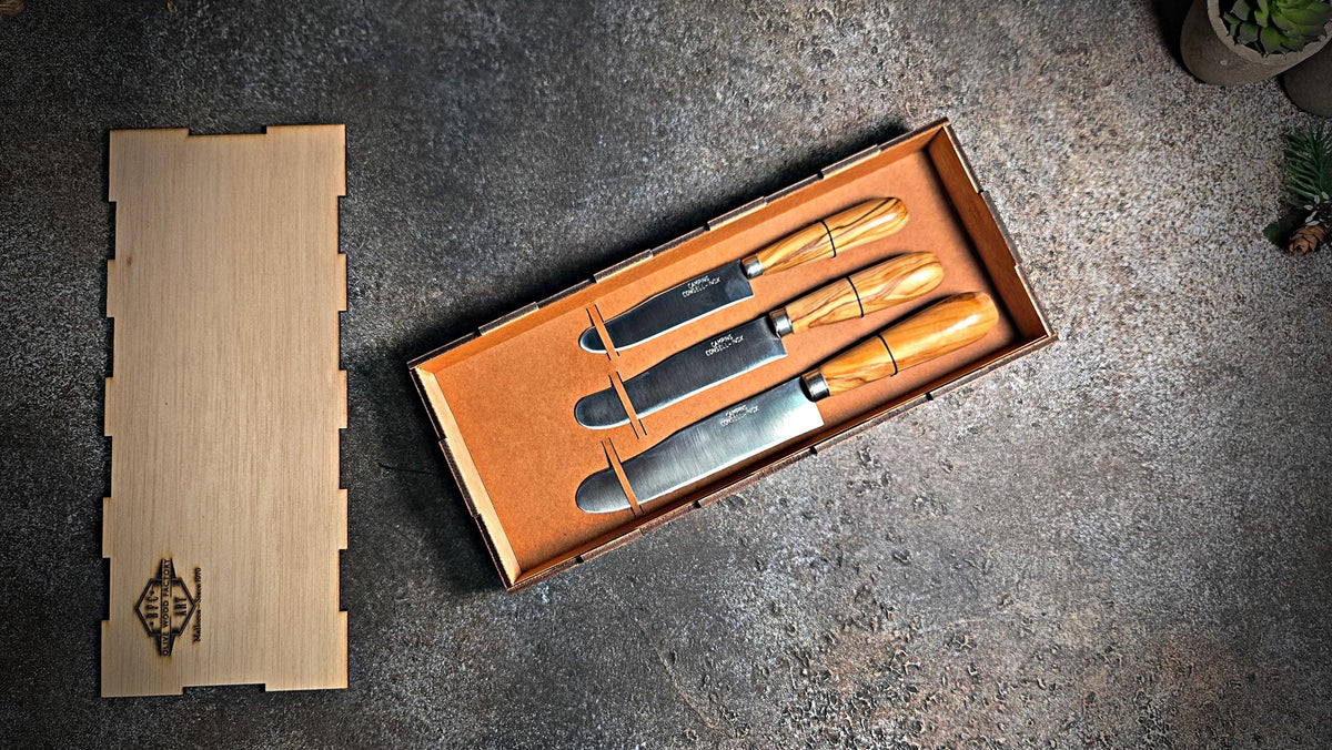 Olive Knife Set with Gift Box