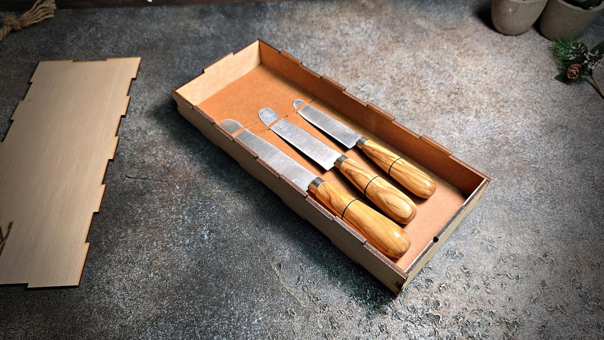 Olive Knife Set with Gift Box