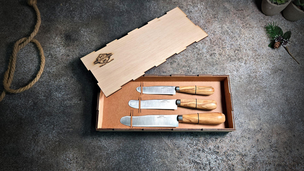 Olive Knife Set with Gift Box