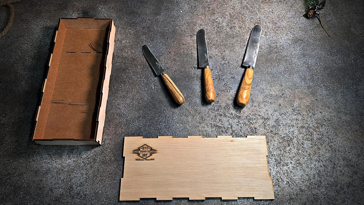 Olive Knife Set with Gift Box