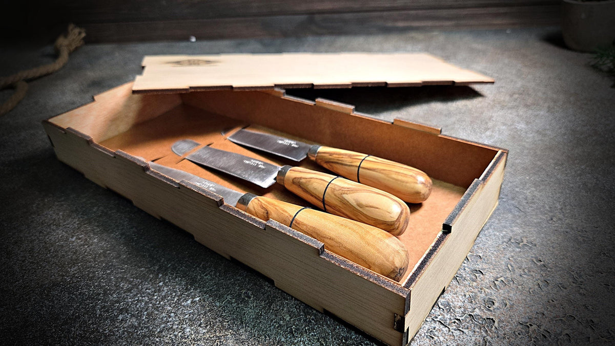 Olive Knife Set with Gift Box