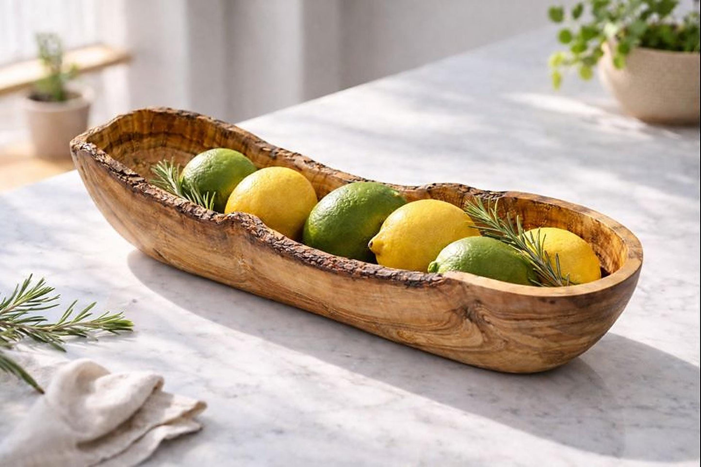 Personalized Wedding Gift Olive Wood Bowl – Rustic Live Edge Centerpiece – Custom Engraved Housewarming Gift