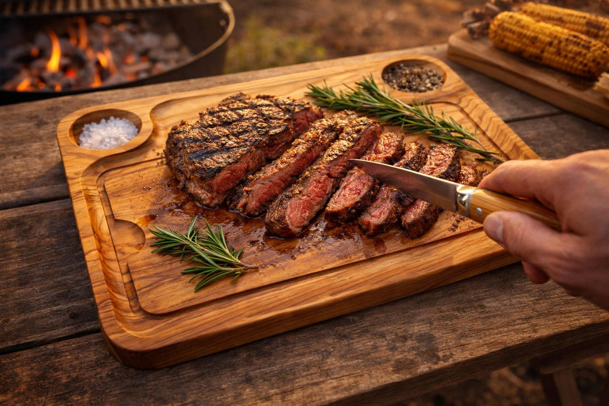 Personalized Steak Board for Meat and Barbecues Olive wood, Steak Plate with Juice Channel, Steak plate Personalized Serving and BBQ