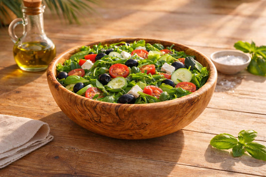 Handmade Olive Wood Salad Bowl, Large Wooden Centerpiece