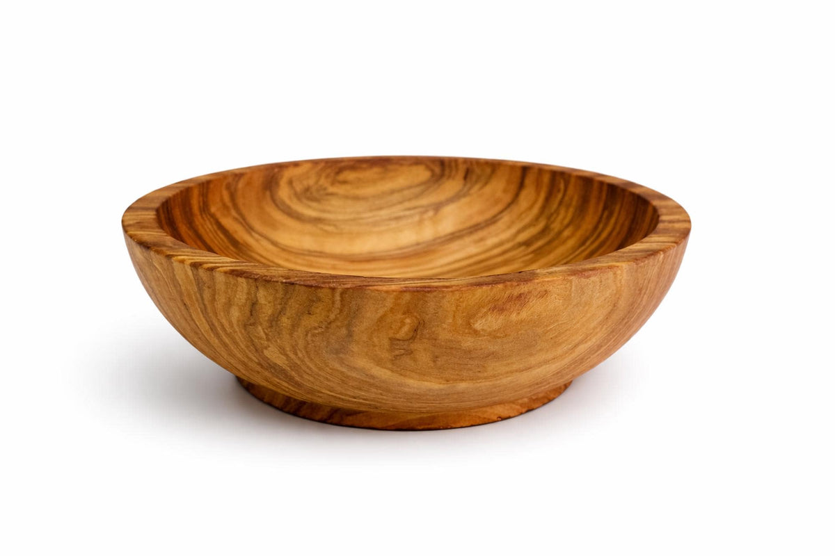 Set of 4 olive wood bowls: small rustic bowls for serving desserts and cereals.