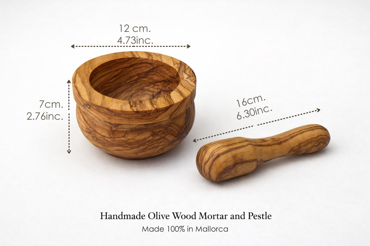 Handcrafted Olive Wood Mortar & Pestle – Solid Rustic Spice Grinder, Natural Herb Crusher Kitchen Gift for Chefs and Foodies