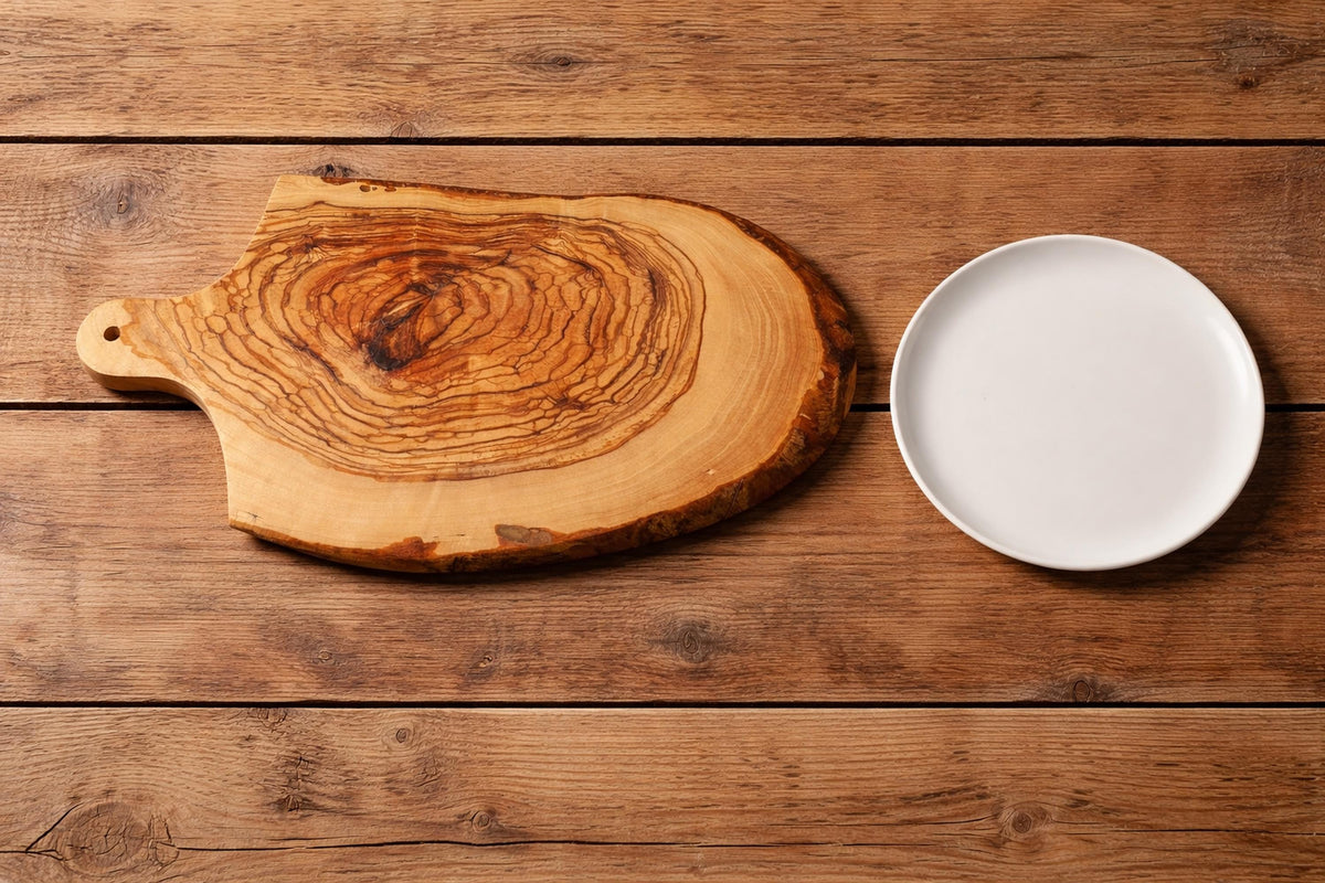 Personalized Olive Wood Cutting Board with Handle, Rustic Charcuterie Board, Live Edge Cheese Board, Kitchen Gift