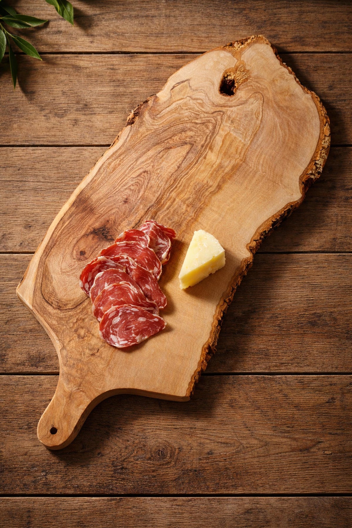 Personalized Olive Wood Cutting Board with Handle, Rustic Charcuterie Board, Live Edge Cheese Board, Kitchen Gift