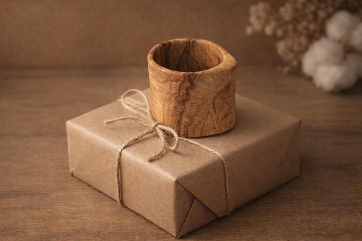 Handmade Olive Wood Mug with Handle – 250ml Wooden Coffee Cup – Rustic Natural Wood Tea Mug – Unique Kitchen Gift