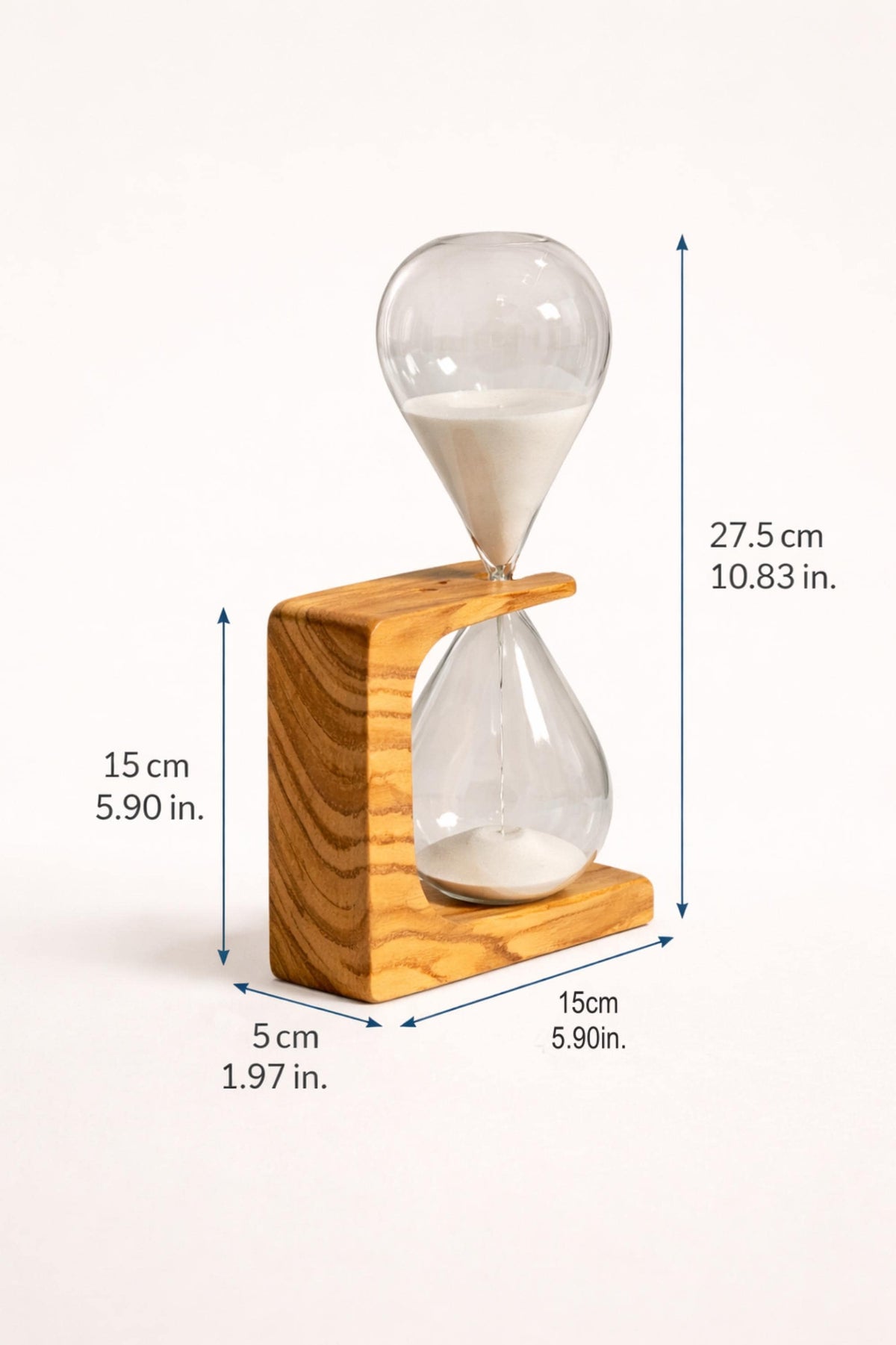Handcrafted 50-Minute Olive Wood Hourglass, Unique Design by BFC Art Mallorca, Customizable Gift, Elegant Decor Piece