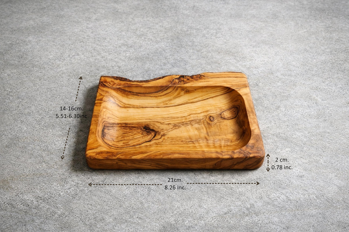 Rustic Olive Wood Tray, Small Serving Tray for Snacks