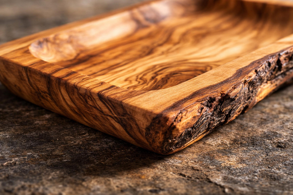 Rustic Olive Wood Tray, Small Serving Tray for Snacks