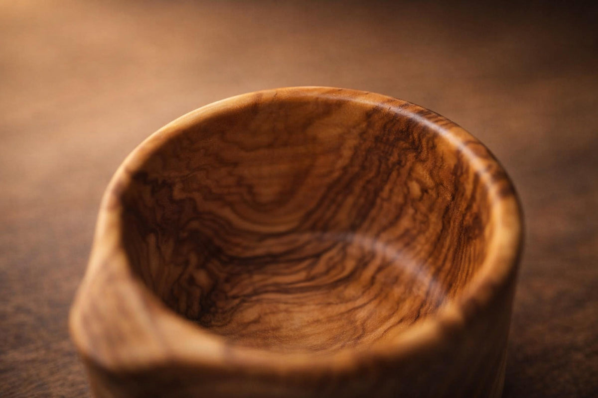 Handmade Olive Wood Mug with Handle – 250ml Wooden Coffee Cup – Rustic Natural Wood Tea Mug – Unique Kitchen Gift