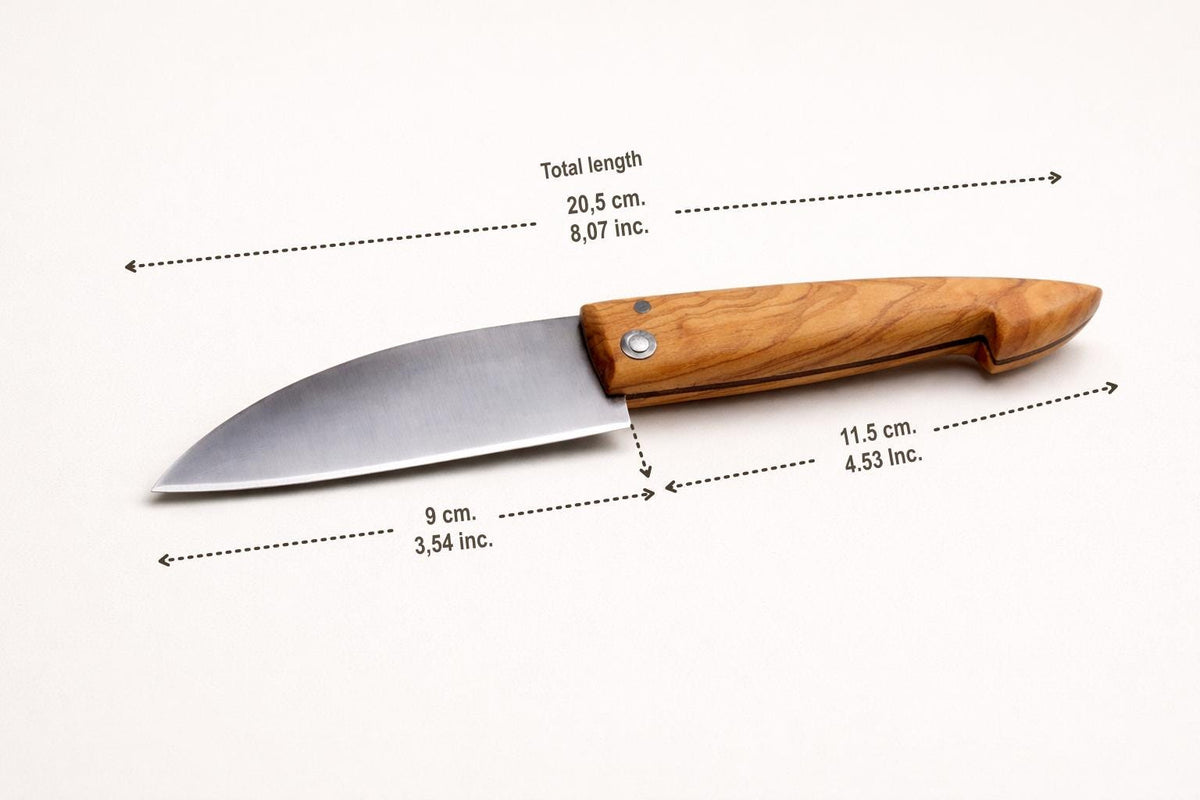 Handmade Folding Pocket Knife, Olive Wood Handle, Stainless Steel Blade, Gift for Him