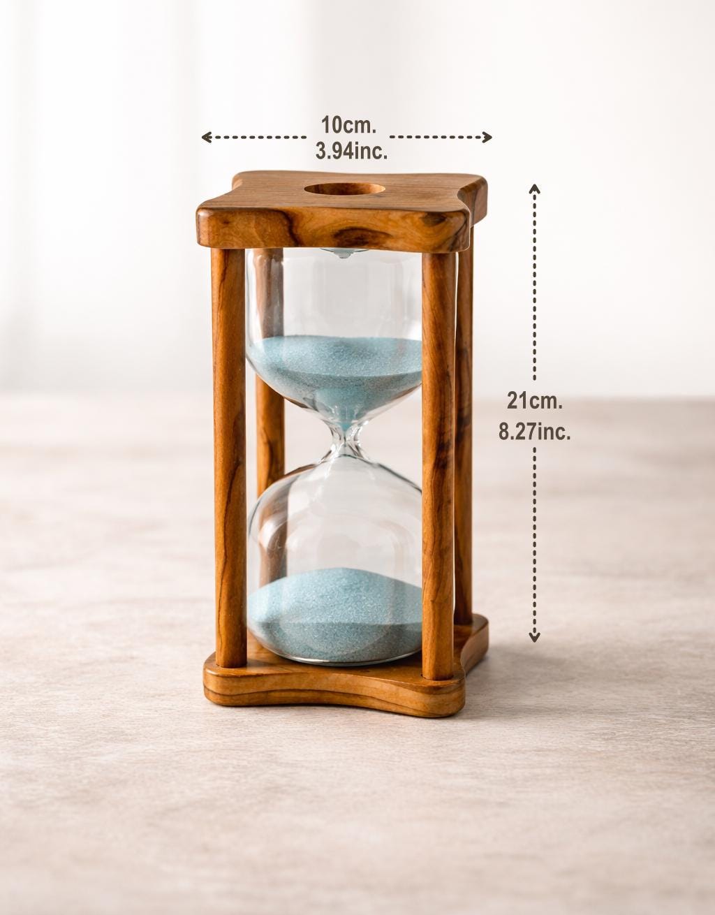 Engraved Olive Wood Hourglass, Wedding Memory Gift for Bride and Groom, Rustic Keepsake Decor, Personalized Gift