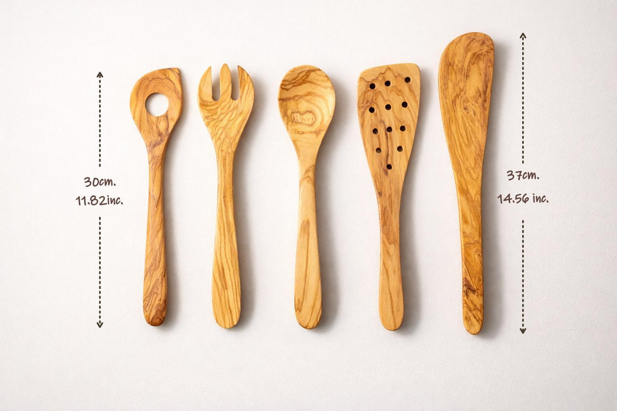 Handmade Olive Wood Kitchen Utensil Set, Mallorca Spain