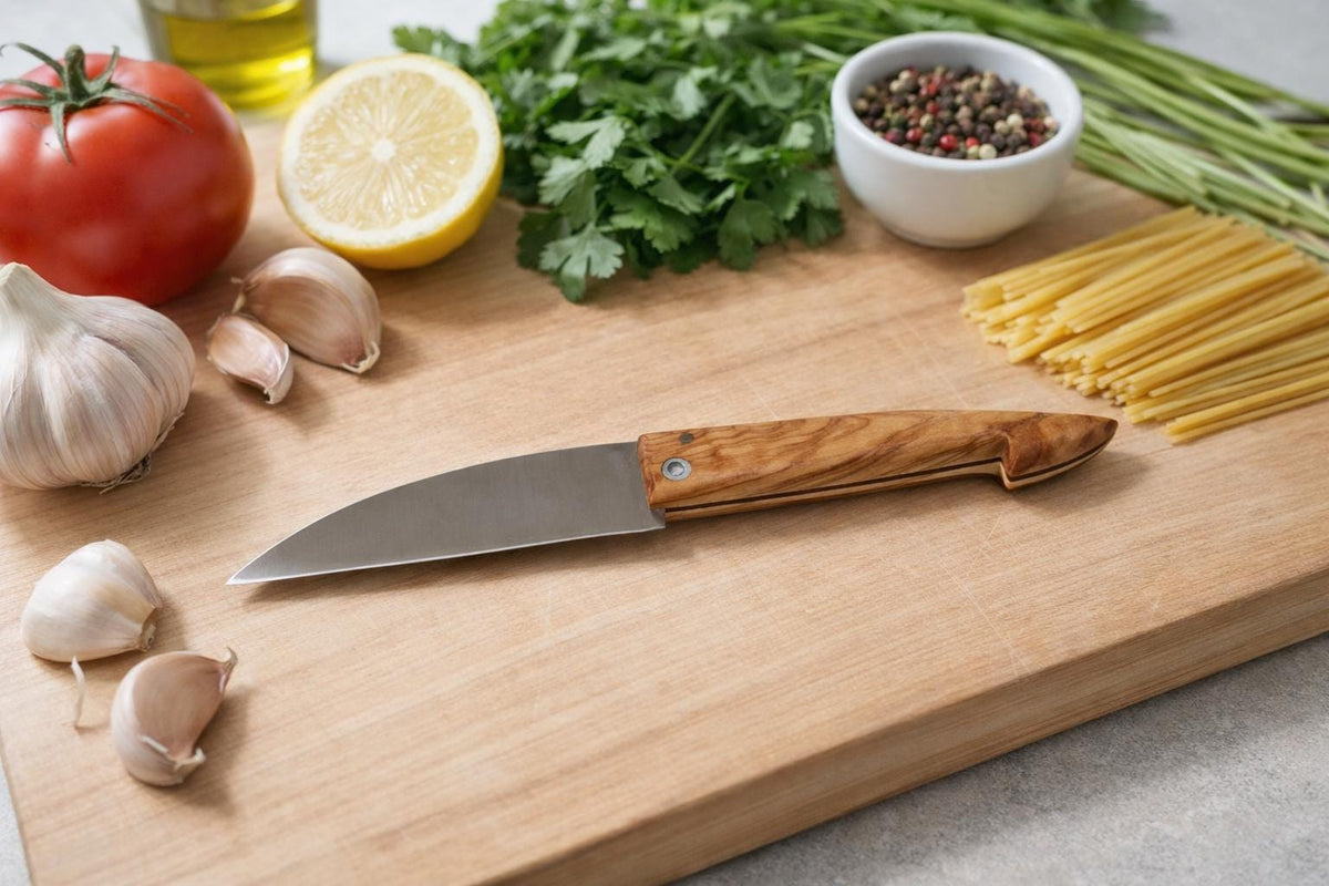 Handmade Folding Pocket Knife, Olive Wood Handle, Stainless Steel Blade, Gift for Him