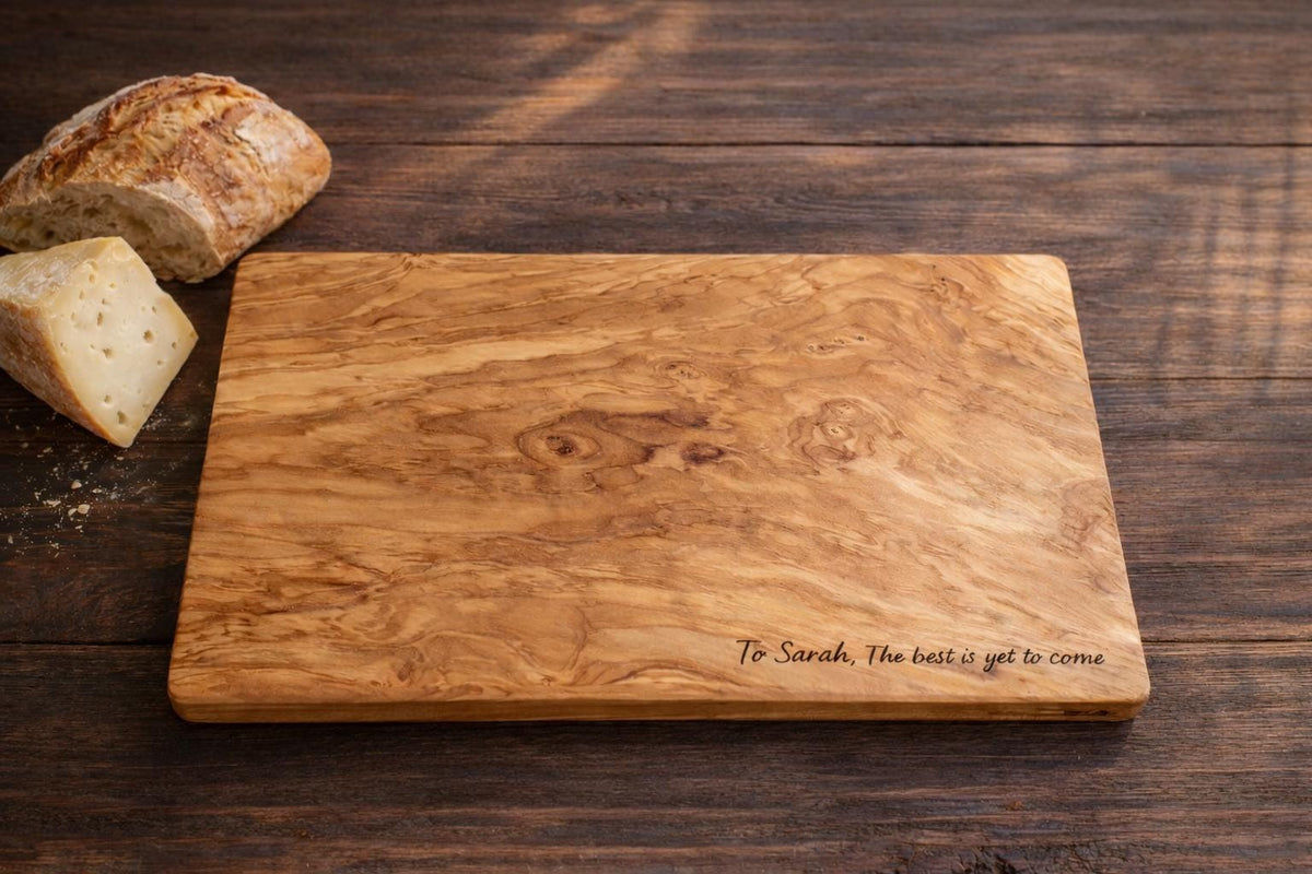 Personalized Olive Wood Cutting Board – Engraved Wedding Gift – Custom Charcuterie Board – Housewarming Gift – Rustic Kitchen Gift