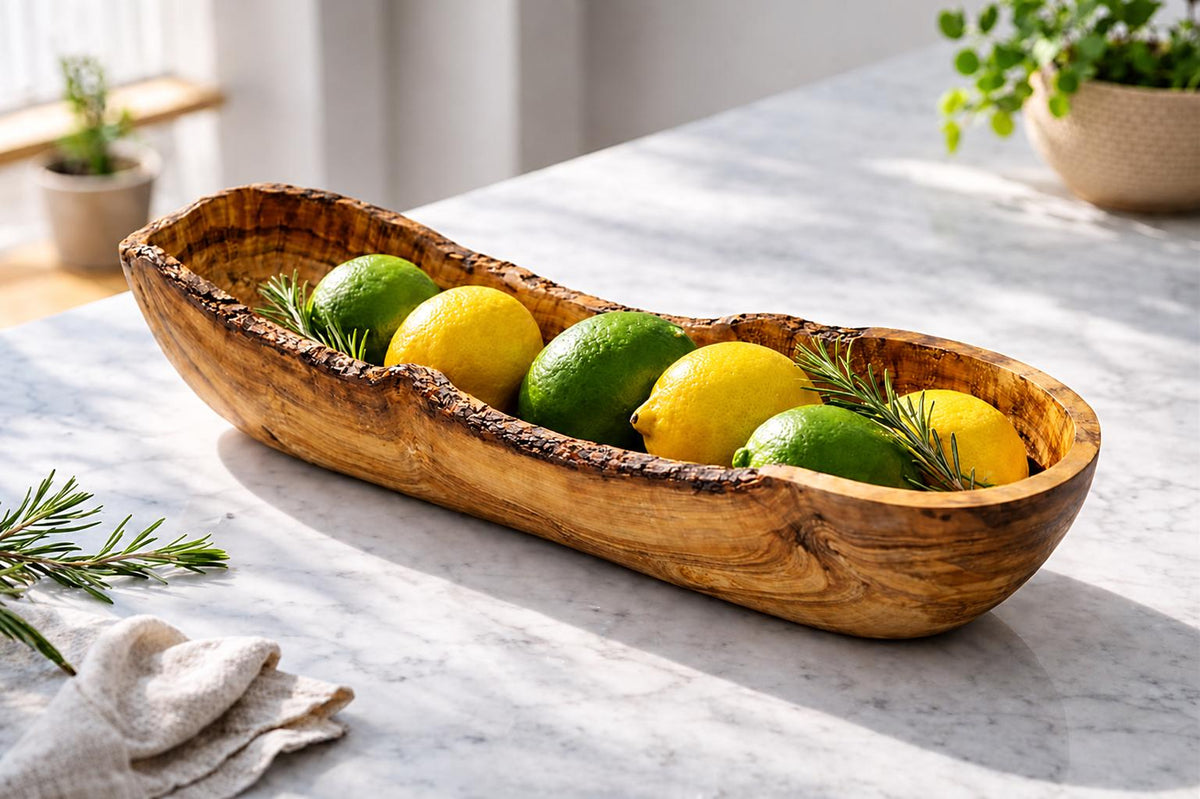 Wooden Bowls Olive Wood, Live Edge Long Bowls, Long Wooden Bowls, Wooden Plate, Fruit Plate Rustic Bowls, Boat Shaped Bowl, Bread Baskets