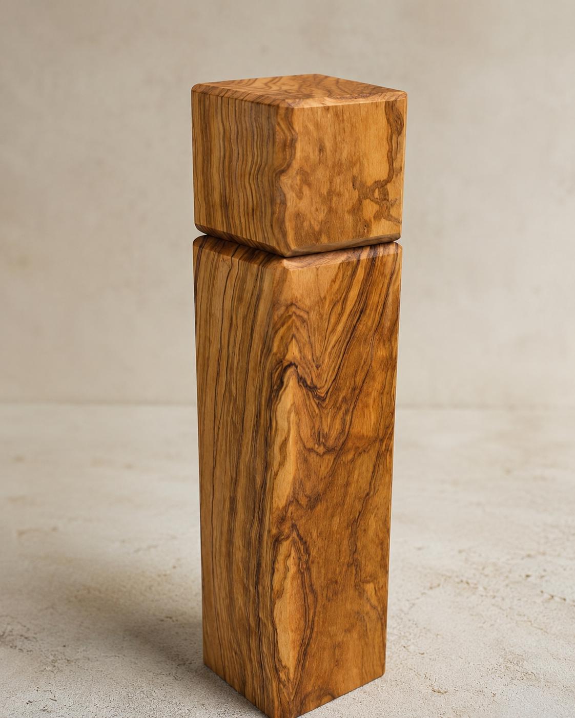 Personalized Olive Wood Pepper Mill, Engraved Salt or Spice Grinder, Rustic Kitchen Gift for Him, Handmade Cooking Gift