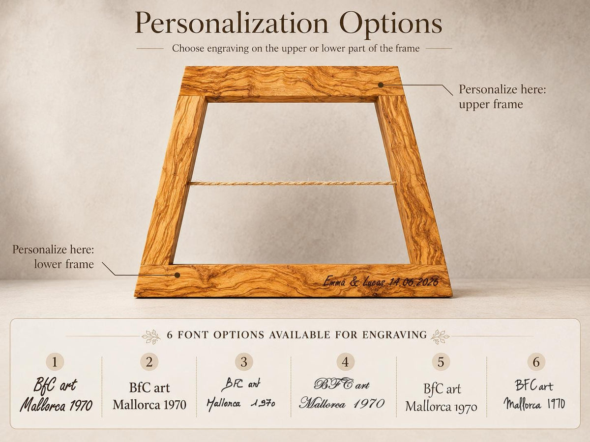 Personalized Olive Wood Photo Frames Set of 2, Rustic Wedding Gift, Anniversary Gift for Couple, Handmade Memory Frames