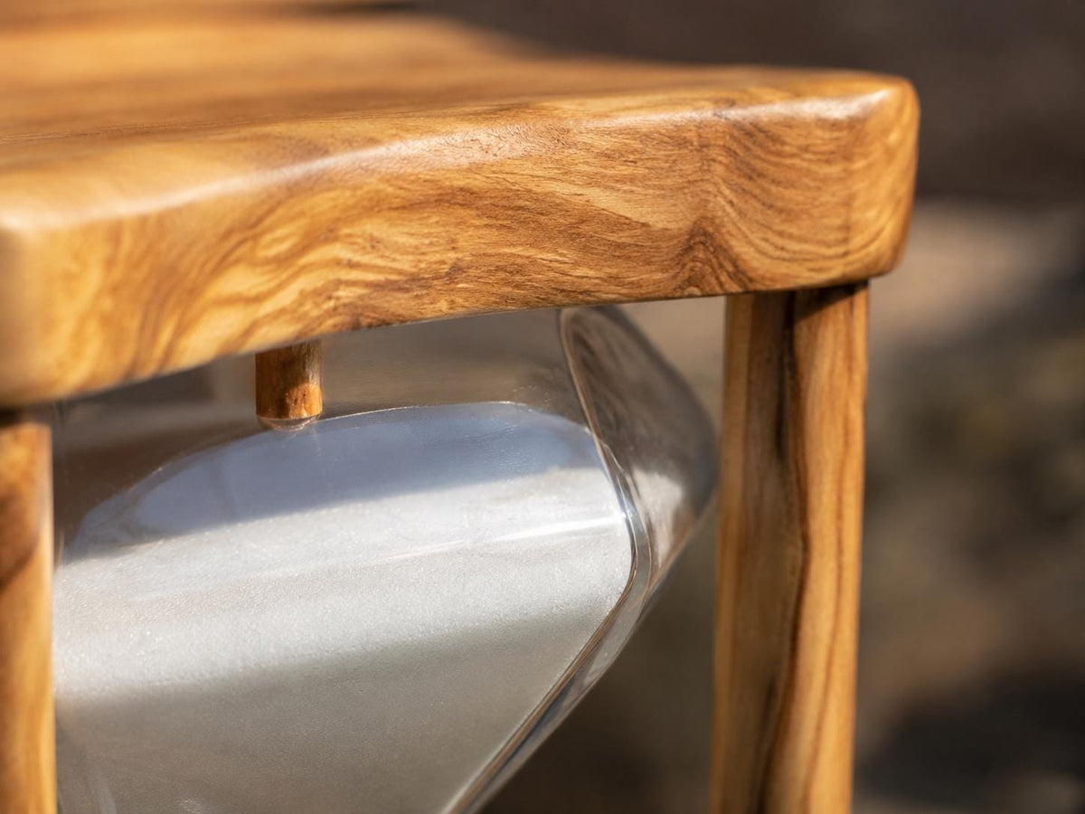 50 Minute Olive Wood Hourglass, Wooden Sand Timer for Massage Therapy, Yoga, Meditation, Spa Decor, Handmade Rustic Gift