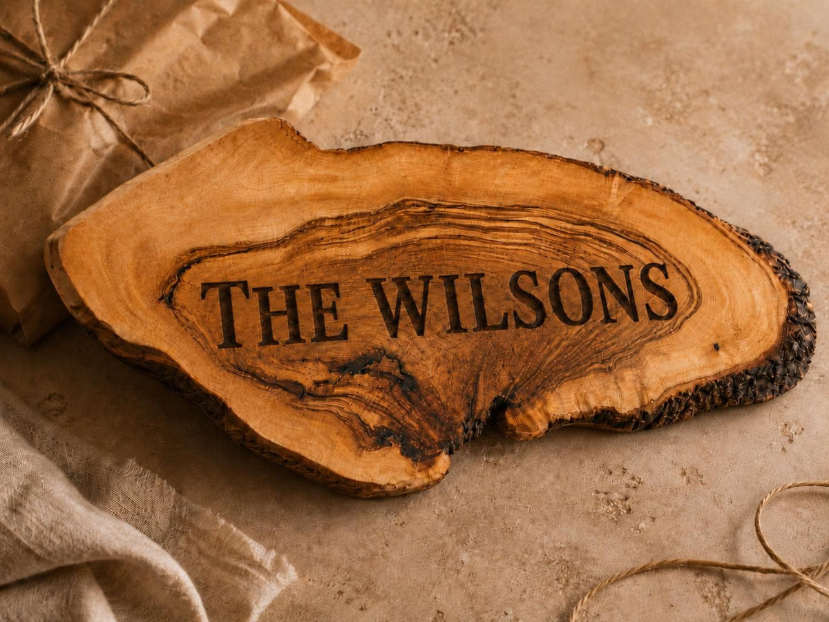 Personalized Olive Wood House Sign, Custom Finca Name Plaque, Rustic Villa Sign