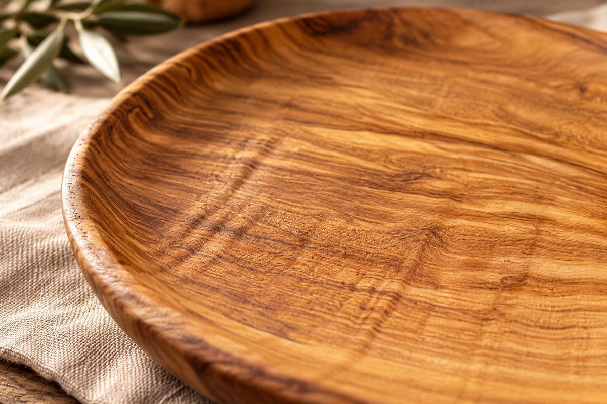 Rustic Olive Wood Plate, Handmade Serving Platter, Natural Appetizer Plate, Large Wooden Dinner Plate