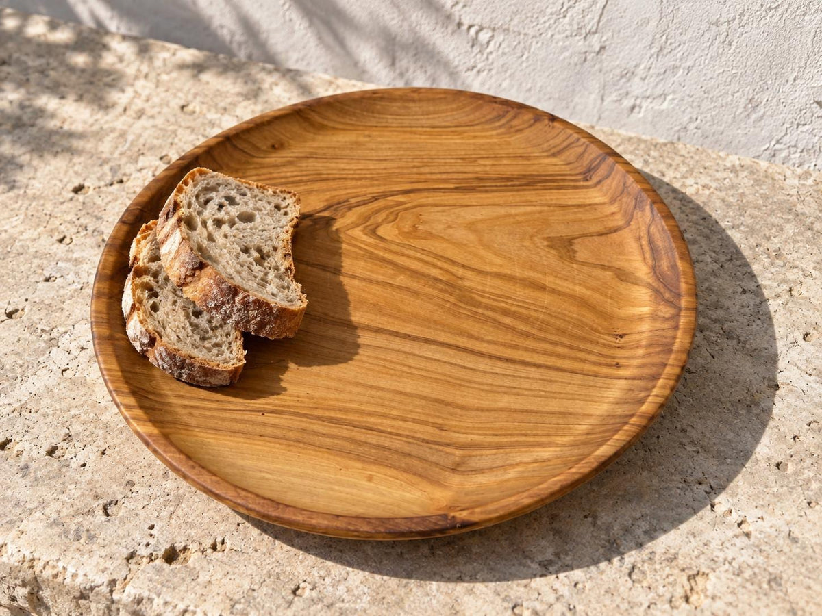 Rustic Olive Wood Plate, Handmade Serving Platter, Natural Appetizer Plate, Large Wooden Dinner Plate