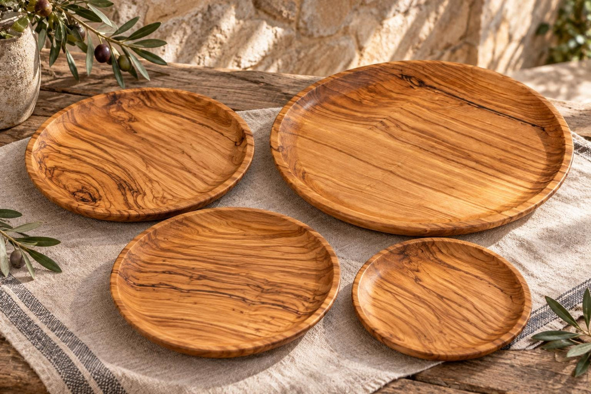 Rustic Olive Wood Plate, Handmade Serving Platter, Natural Appetizer Plate, Large Wooden Dinner Plate