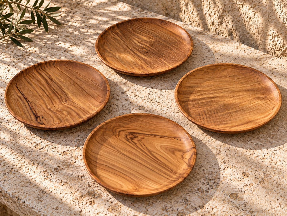 Rustic Olive Wood Plate, Handmade Serving Platter, Natural Appetizer Plate, Large Wooden Dinner Plate
