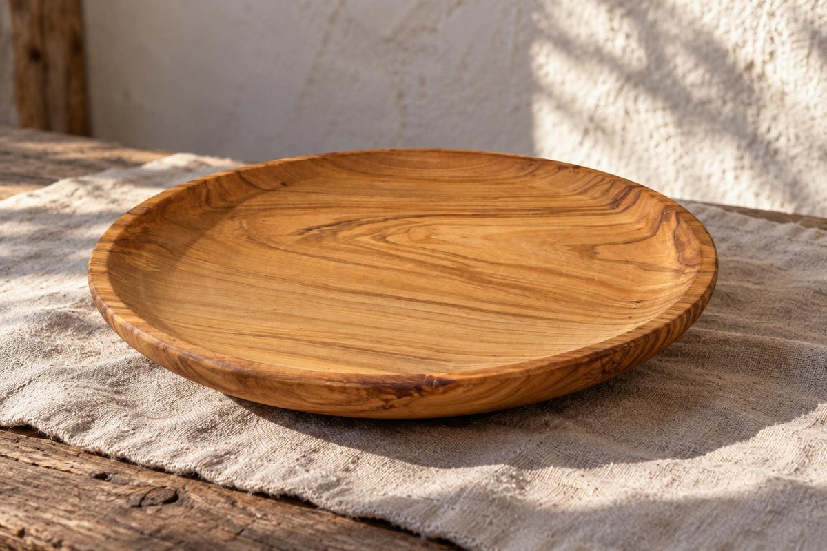 Rustic Olive Wood Plate, Handmade Serving Platter, Natural Appetizer Plate, Large Wooden Dinner Plate
