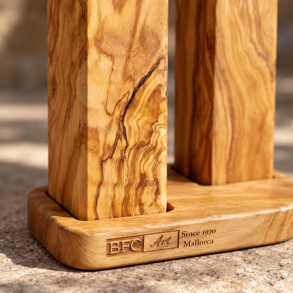 Olive Wood Salt and Pepper Grinder Set with Stand, Handmade Square Mills, Kitchen Gift