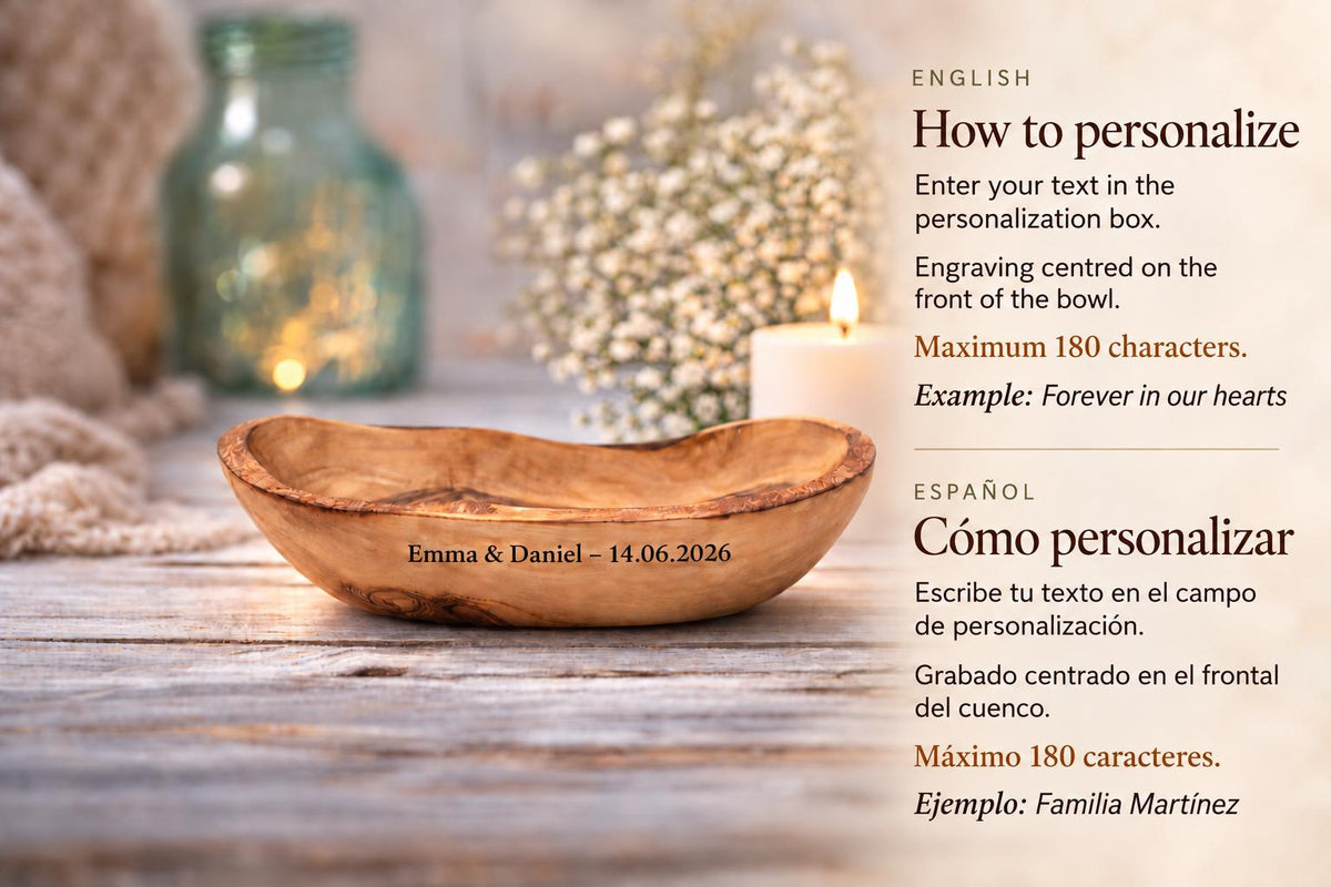 Personalized Wedding Gift Olive Wood Bowl – Rustic Live Edge Centerpiece – Custom Engraved Housewarming Gift