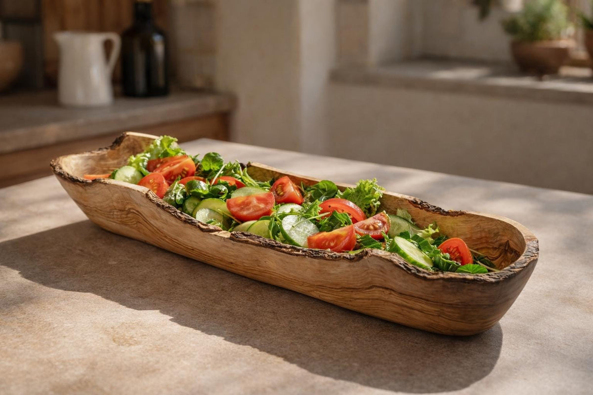 Wooden Bowls Olive Wood, Live Edge Long Bowls, Long Wooden Bowls, Wooden Plate, Fruit Plate Rustic Bowls, Boat Shaped Bowl, Bread Baskets