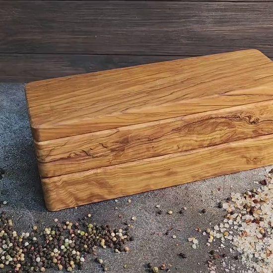 Handmade Olive Wood Salt Box, 6-Compartment Spice Organizer