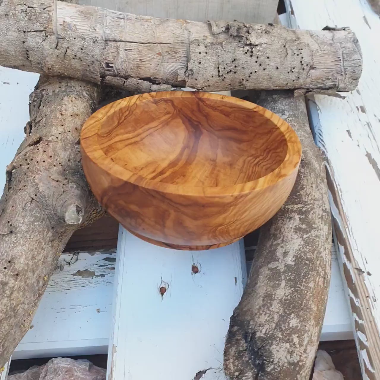 Olive Wood Salad Bowl Set, Rustic Kitchen Decor