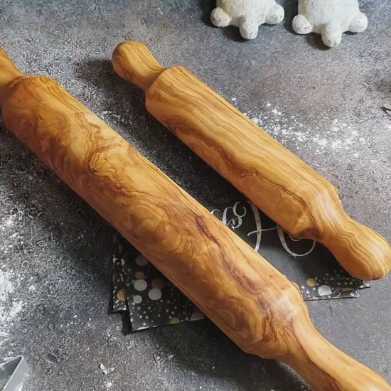 Handcrafted Olive Wood Rolling Pin Set, Traditional Kitchen Decor